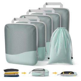Compression Packing Cube Set with Compression 6-Piece Suitcase Organiser Travel Organiser for Suitcases and Backpack Compression Packing Cubes Compressible Packing Cubes for Organising Packing Bags