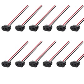 OMIGA USB Socket Installation Pack of 12 USB C Female with Snap Groove Buckle 2 Wire Micro USB C Female Installation for Panel Mounting