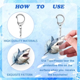 12 PCS Realistic Shark Keychain, Shark Party Favors Shark Birthday Party Decoration Ocean Shark Party Supplies Under Sea Party Decorations Shark Key Ring for Kids Classroom School Prizes Rewards