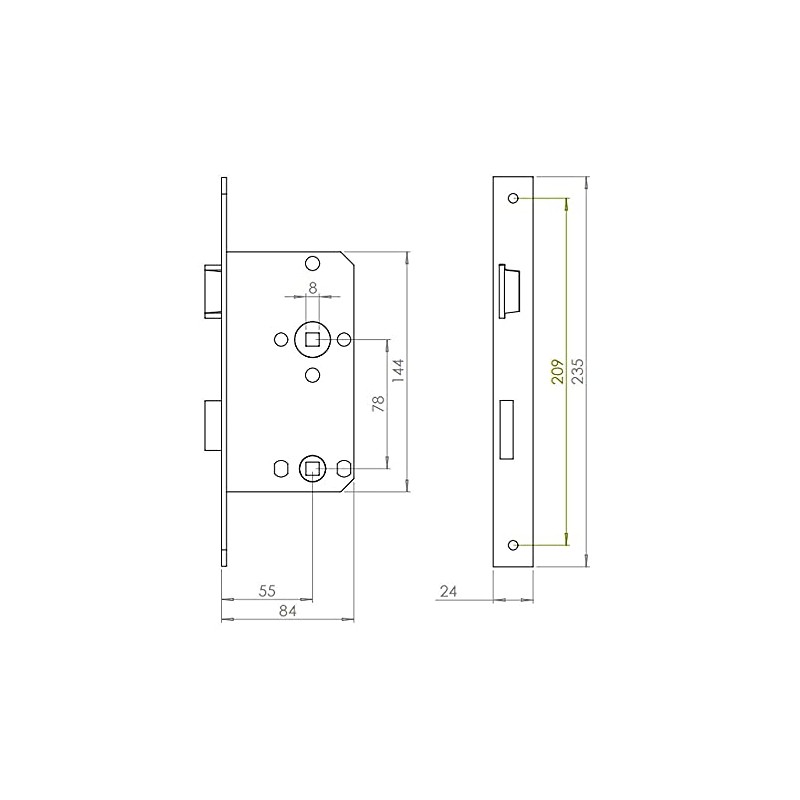 ABUS - Mortice Lock for WC Doors ES WC R