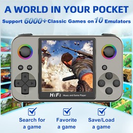 Colourbing L8 Pocket Retro Handheld Games Console with MP3/MP4 Player Function - Support 6000+ Classic Games with 64G TF Card,10 Emulators,3.5" IPS Screen–Birthday Gifts for Teens ,Man,Couple - Black