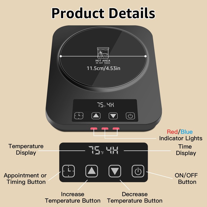 Sourdough Starter Warmer– Precise 1°F Thermostat Control (70–100°F), Auto On/Off,