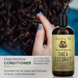 Sunny Isle Shea Coconut Moisturizing Conditioner 12oz | Infused with Jamaican Black Castor Oil | Curly Hair Conditioner | Quenches & Softens Dry Curls, Waves, Coils | Silicone, Paraben & Sulfate-FREE