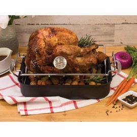 HIC Kitchen Roasting Instant-Read Meat Thermometer, Big Shatterproof Face, Stainless Steel, Protective Cover, Temperature Chart