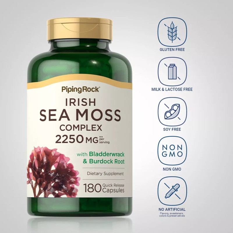 Piping Rock Irish Sea Moss Capsules | 2250mg | 180