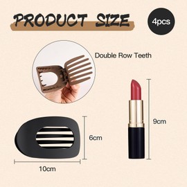 Yamobi Pack of 4 Large Hair Clips, Non-Slip Hair Clips, Women, Stylish Hair Clip for Thick Hair, Ideal for Everyday and Special Occasions (10 cm x 6 cm, Black)