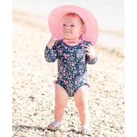 RuffleButts Baby/Toddler Girls Baby/Toddler Sun Hat with UPF 50+ Sun Protection and Floppy Wide Brim