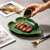 Leaf Ceramic Spoon Rest,Leaf Shaped Decorative Utensil Holder for Gift