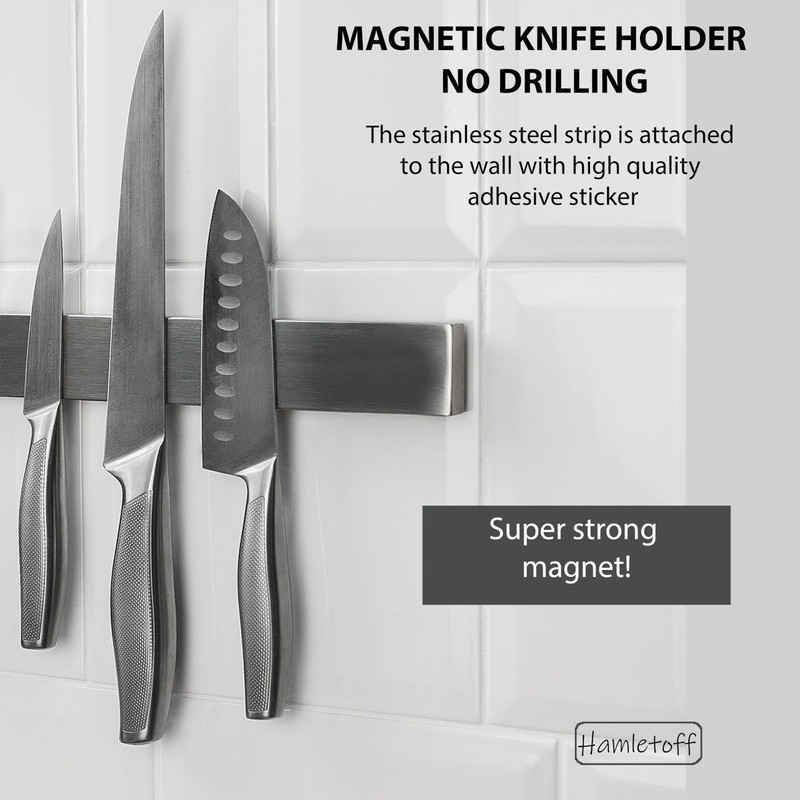 Hamletoff Magnetic Knife Strip for Wall no Drilling – 17