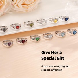 Celtic Sterling Silver Birthstone Rings- Adjustable Size Women Jewelry Birthday Gifts for Women,Girlfriend,Wife,Mom (07 - Ruby)