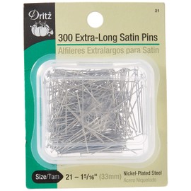 Dritz 21 pines de satén, extralargos, 300 unidades, níquel