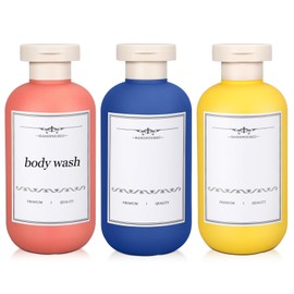 UMETASS 3 PACK Travel Shampoo Bottle, Empty Plastic Squeeze Bottles 6.8oz with Flip Cap, Lotion Container for Toiletries Travel Size Shampoo and Conditioner