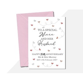 Niece and Husband Anniversary card, Happy Anniversary Niece and husband, Nephew and Wife, any year- 1st 2nd 3rd 4th 5th 10th 20th 25th 30th