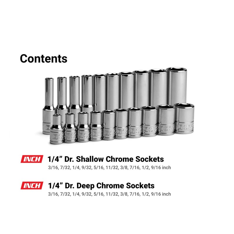 Capri Tools 1/4 in. Drive 6-Point Socket Set (Shallow &