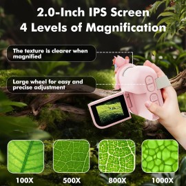 OUTACT 500X Kids Microscope - 2MP Handheld Digital Scope with 2" Screen for Science Fun