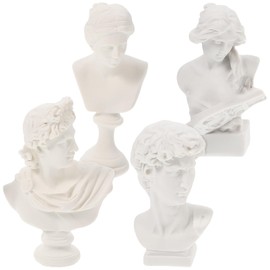 ibasenice Mini Greek Bust Statues Set of 4 Resin Famous Sculptures Mythology Figure David Georges Athena Crafts Drawing Art Home Office Decor