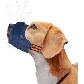 Dog Muzzle Soft Mesh Muzzle for Pets with Adjustable Drinking Ring for Small Medium Large Dogs (Dark Blue, M)