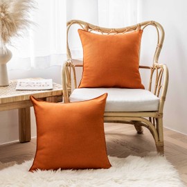 Home Brilliant Orange Cushion Cover for Garden Chair, Outdoor Waterproof Cushions Pillow Covers 18x18, Plain Design Waterproof Cushion Covers 45 x 45 CM, Pack of 4, Burnt Orange