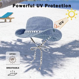 Aoomzoon Denim Bucket Hat for Women Men Packable Jeans Summer Beach Hat for Fishing Hiking Casual (US, Alpha, Medium, Sky Blue)