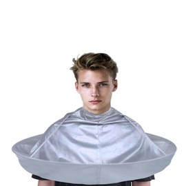 LeTradeJP Hair Apron, Shaving Cape, Hair Cloak, Foldable, Shaving Tool, Home, Adults, Children, Waterproof, Deep Groove Type, Highly Durable, Compatible with Coloring, Cut, Shaving and More (Gray, 1