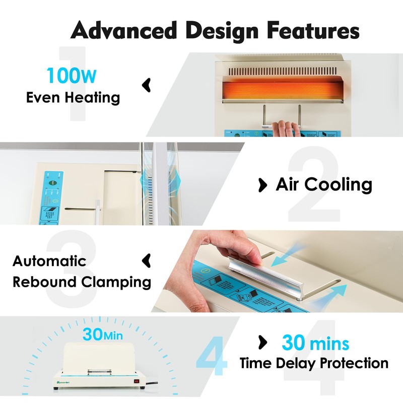 Mxmoonant Thermal Binding Machine 3 Levels Time Setting, 1-50mm Binding