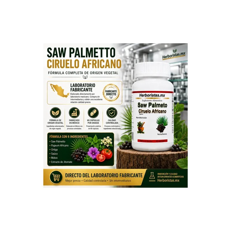 Saw Palmetto Pygeum Ciruelo Africano Suplemento Hombre