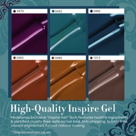 modelones Gel Nail Polish Set 6 Dark Colors, Fall Winter Morandi Shades Wine Purple Prussian Blue Brown Gel Polish High Pigmented Nail Art Kit Soak Off Manicure at Home DIY Women Girl Gift