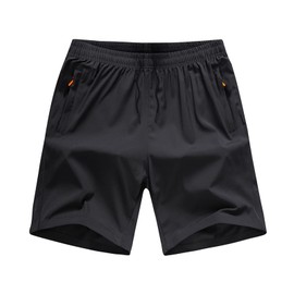 NATUST Boys Loose Fit Athletic Shorts with Zipper Youth Quick Dry Sports Running Shorts Black 12-13 Years