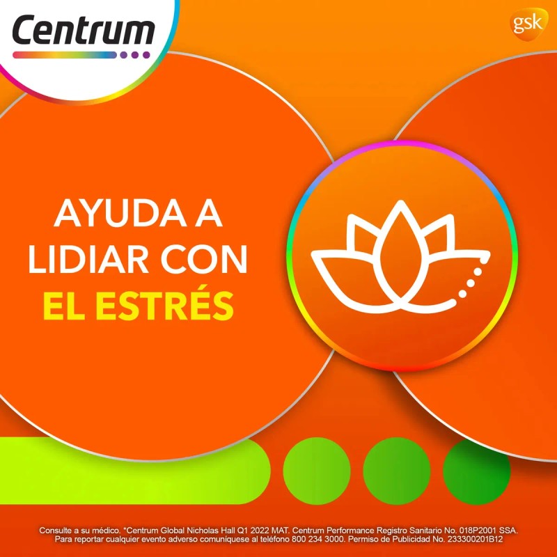 Multivitamínico Centrum Performance Vitamina Hierro Potasio Zinc Tabletas