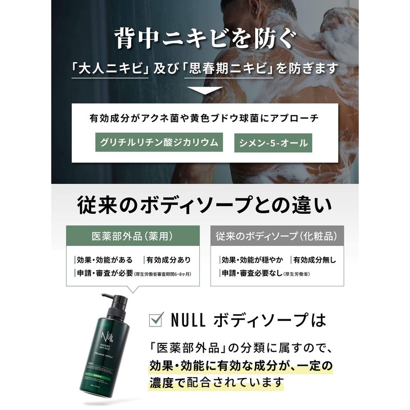 NULL Body Soap Men’s Refill (Prevents Body Odor, Back Acne),