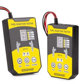 GODIAG Fuel Injector Tester Cleaner Kit, 8 Pulse Modes Injector Tester 6 Size Cleaning Adapters 12V/5V Output Power Drive, 4 Wire Dual Channel DIY Fuel Injector Cleaner Tools