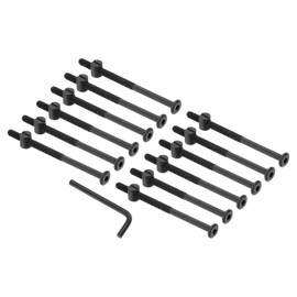 PATIKIL M6 x 100mm Bunk Bed Bolts, 12 Pack Hex Drive Socket Cap Barrel Screws Bolt Nuts Assortment Kit with 1Pcs Wrench for Furniture Bed, Black