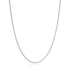 RANKEEF 925 Sterling Silver Necklace Chain for Women Rope 2mm Thin & Strong Necklace Chain Non-fading Jewellery Gifts 16/18/20/22 Inches
