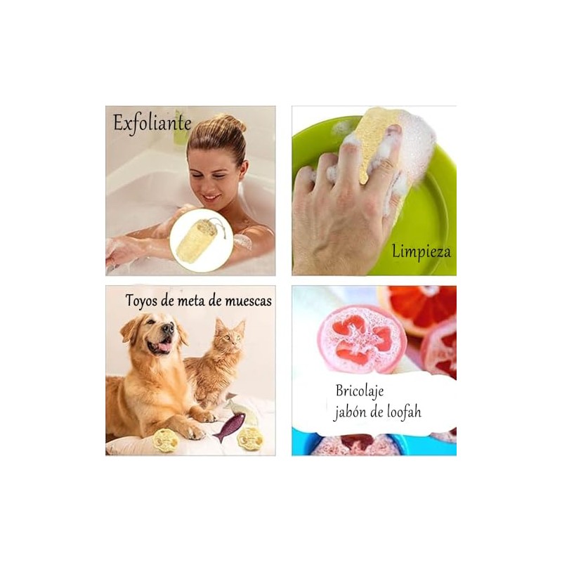 3 Piezas Esponja Natural de Lufa, Exfoliante Corporal Lumbor37, Cepillo