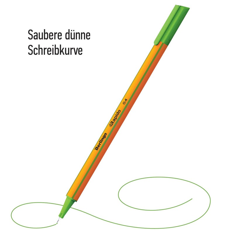 Berlingo Rapido Fineliner Set, 12 Pieces, 0.4 mm, Triangular Shape,