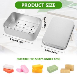 Travel Soap Container, Aluminum Soap Dish Holder,Leakproof Soap Box with Removable Draining and Lid, Portable Soap bar Case for Bathroom Traveling Camping Gym