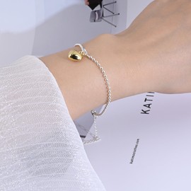 Heart Bracelet Silver Bracelet for Women Friendship Bracelet Charm Bracelet Life Charms Bracelets Love Bracelet for Women Gift Wish Bracelet