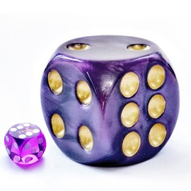Solid Acrylic 40MM Jumbo DND Dice 6 Sided with Pips, Large Pearl Violet D6 Dice, Big Playing Dice Party Dice