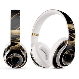 DesignSkinz - Compatible with Beats Pill 1.0/2.0 - Skin Decal Protective Scratch Resistant Vinyl Wrap - Black & Gold Marble Swirl V7