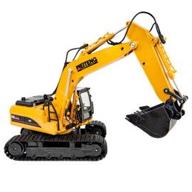 Sunnydaze Dig and Drive Remote Control Excavator Toy - 1:20 Scale Light-Up RC Construction Vehicle with Controller - Ages 3 and Up