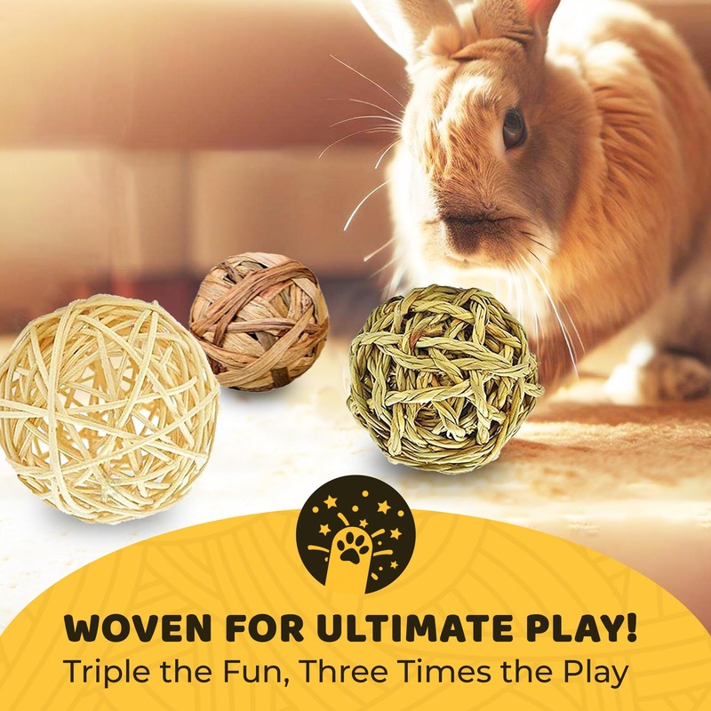 SunGrow Assorted Rabbit Chew Balls, Teething Activity Toy for Pocket
