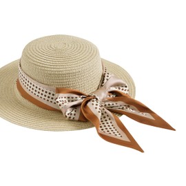 CHUNG Women Satin Head Scarves bandanas Emulation Silk HandBag Hair Ribbons Long Narrow Scarf 57 * 5.5",Khaki Dot-12