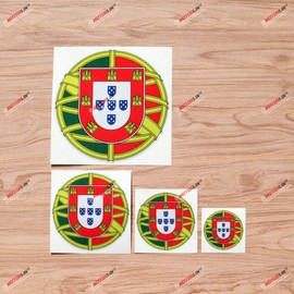 Portugal Portuguese Flag Seal Vinyl Decal Sticker - 4 Pack Reflective, 2 Inches, 3 Inches, 4 Inches, 6 Inches - Roundel Style A for Car Boat Laptop Cup Phone