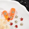 14Pcs Alloy Fall Nail Charm 3D Red Gold Nail Charm