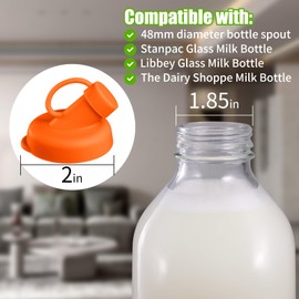 Silicone Glass Bottle Replacement Caps,48mm Diameter Pour Spout Lids, Replacement Lids Fit Stanpac & Libbey & Stock Your Home & The Dairy Shoppe, Reusable and easy to clean bottle caps