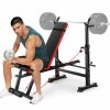 Foldable Weight Bench Adjustable w/Squat Barbell Rack and Removable Foot