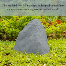 Gardenised QI004607 Decorative Outdoor Weather-Resistant Artistic Artificial Faux Rock, Garden Patio Granite Grey Fiberglass Stone, Monument Shaped