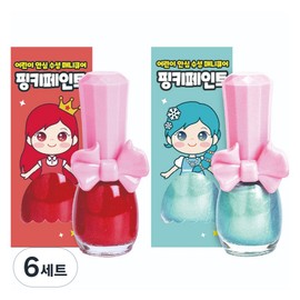 I'm Pinky Pinky Paint Children's Nail Polish 9ml x 2 types set, red apple, shiny blue, 6 sets / 아임핑키 핑키페인트 어린이 매니큐어 9ml x 2종 세트, 빨간사과, 샤이니블루, 6세트