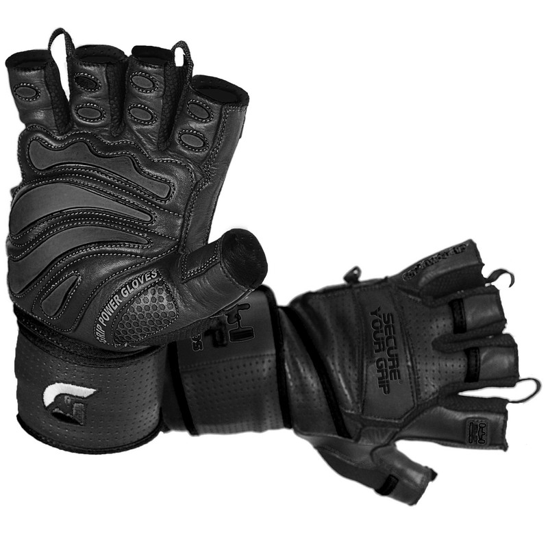 Elite Leather Gym Gloves with Built in 2" Wide Wrist