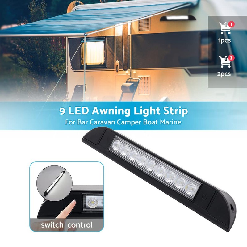 MAX COOL 2pcs 256mm 12V 9 LED Awning Light Touch